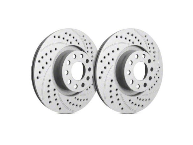 SP Performance Double Drilled and Slotted Rotors with Gray ZRC Coating; Front Pair (06-14 Charger SRT8; 15-17 Charger Scat Pack; 2017 Charger R/T 392; 18-23 Charger w/ 4-Piston Front Calipers)