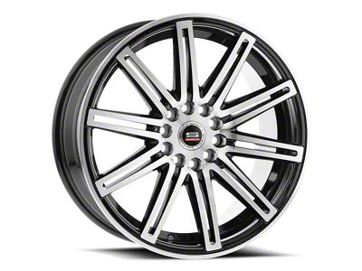 Spec-1 SP-48 Gloss Black and Machined Wheel; 18x8; 35mm Offset (16-24 Camaro, Excluding SS w/ 6-Piston Front Calipers & ZL1)