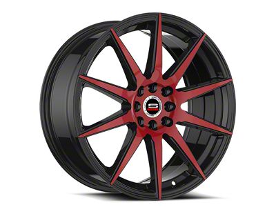 Spec-1 SP-51 Gloss Black and Red Machined Wheel; 20x8.5; 38mm Offset (16-24 Camaro, Excluding SS w/ 6-Piston Front Calipers & ZL1)