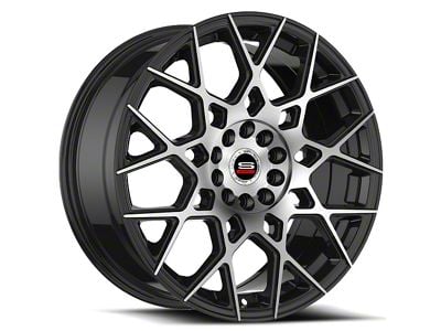 Spec-1 SP-52 Gloss Black and Machined Wheel; 18x8; 38mm Offset (16-24 Camaro, Excluding SS w/ 6-Piston Front Calipers & ZL1)