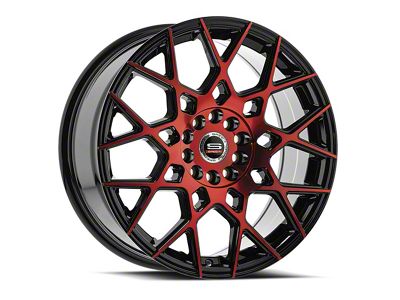 Spec-1 SP-52 Gloss Black and Red Machined Wheel; 18x8; 38mm Offset (10-15 Camaro, Excluding ZL1)