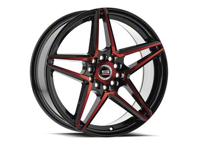 Spec-1 SP-54 Gloss Black and Red Machined Wheel; 18x8; 38mm Offset (10-15 Camaro, Excluding ZL1)