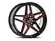 Spec-1 SP-54 Gloss Black and Red Machined Wheel; 20x8.5; 38mm Offset (16-24 Camaro, Excluding SS w/ 6-Piston Front Calipers & ZL1)