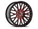 Spec-1 SP-55 Gloss Black and Red Machined Wheel; 18x8; 38mm Offset (16-24 Camaro, Excluding SS w/ 6-Piston Front Calipers & ZL1)