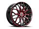 Spec-1 SP-57 Gloss Black and Red Machined Wheel; 18x8; 38mm Offset (16-24 Camaro, Excluding SS w/ 6-Piston Front Calipers & ZL1)