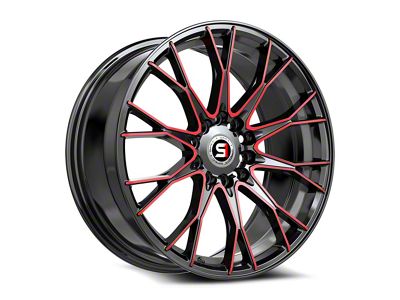 Spec-1 SP-59 Gloss Black and Red Machined Wheel; 18x8; 38mm Offset (16-24 Camaro, Excluding SS w/ 6-Piston Front Calipers & ZL1)