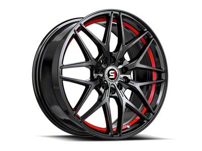 Spec-1 SP-60 Gloss Black and Red Undercut Wheel; 18x8; 38mm Offset (10-15 Camaro, Excluding ZL1)