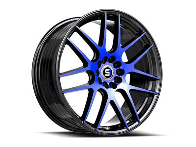 Spec-1 SP-65 Gloss Black and Blue Machined Wheel; 18x8; 34mm Offset (10-15 Camaro, Excluding ZL1)