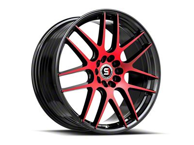 Spec-1 SP-65 Gloss Black and Red Machined Wheel; 18x8; 34mm Offset (10-15 Camaro, Excluding ZL1)