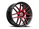 Spec-1 SP-65 Gloss Black and Red Machined Wheel; 18x8; 34mm Offset (16-24 Camaro, Excluding SS w/ 6-Piston Front Calipers & ZL1)