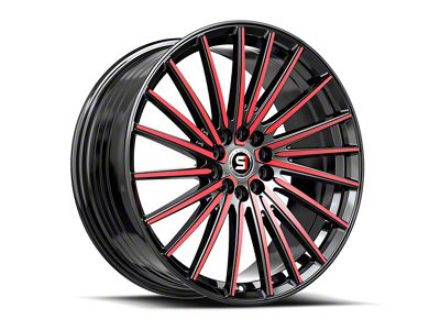 Spec-1 SP-68 Gloss Black and Red Machined Wheel; 18x8; 38mm Offset (10-15 Camaro, Excluding ZL1)