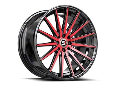 Spec-1 SP-69 Gloss Black and Red Machined Wheel; 19x8.5; 38mm Offset (16-24 Camaro, Excluding SS w/ 6-Piston Front Calipers & ZL1)