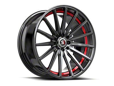 Spec-1 SP-69 Gloss Black and Red Under Cut Wheel; 18x8; 38mm Offset (10-15 Camaro, Excluding ZL1)