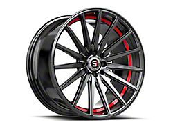 Spec-1 SP-69 Gloss Black and Red Under Cut Wheel; 18x8; 38mm Offset (16-24 Camaro, Excluding SS w/ 6-Piston Front Calipers & ZL1)