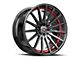 Spec-1 SP-69 Gloss Black and Red Under Cut Wheel; 18x8; 38mm Offset (16-24 Camaro, Excluding SS w/ 6-Piston Front Calipers & ZL1)