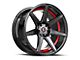 Spec-1 SP-73 Gloss Black and Red Undercut Wheel; 18x8; 38mm Offset (10-15 Camaro, Excluding ZL1)