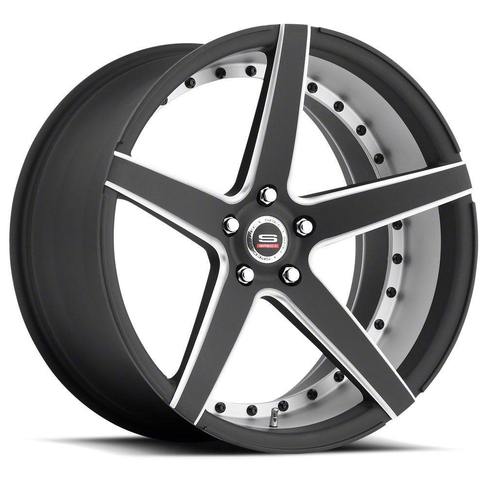 Spec-1 Camaro SPM-76 Matte Black and Machined Wheel; Rear Only; 20x10.5 ...