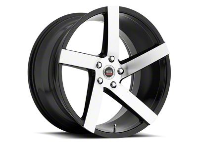 Spec-1 SPM-80 Gloss Black and Machined Wheel; Rear Only; 22x10.5; 20mm Offset (10-15 Camaro)