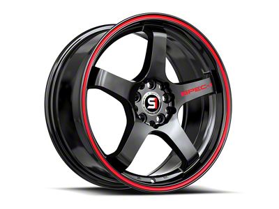 Spec-1 SPT-31 Gloss Black and Red Line Wheel; Rear Only; 18x8.5; 38mm Offset (10-15 Camaro, Excluding ZL1)