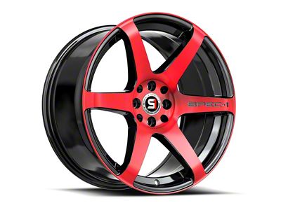 Spec-1 SPT-32 Gloss Black and Red Machined Wheel; 18x8; 34mm Offset (10-15 Camaro, Excluding ZL1)