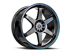 Spec-1 SPT-33 Gloss Black and Blue Line Wheel; 20x9; 38mm Offset (16-24 Camaro, Excluding SS w/ 6-Piston Front Calipers & ZL1)