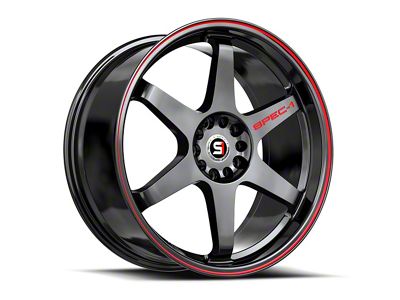 Spec-1 SPT-33 Gloss Black and Red Line Wheel; 20x9; 38mm Offset (10-15 Camaro, Excluding ZL1)