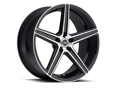 Spec-1 SP-8 Gloss Black and Machined Wheel; Rear Only; 22x10.5; 20mm Offset (11-23 RWD Charger, Excluding Widebody)