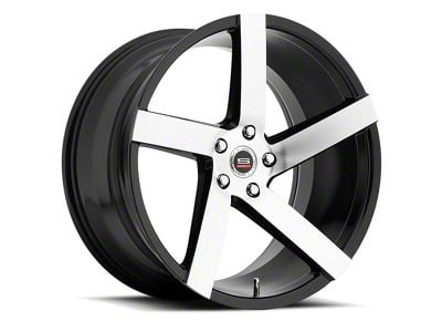 Spec-1 SPM-80 Gloss Black and Machined Wheel; Rear Only; 22x10.5; 20mm Offset (11-23 RWD Charger, Excluding Widebody)