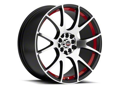 Spec-1 SP-2 Gloss Black and Machined Red Line Wheel; 18x8; 40mm Offset (99-04 Mustang GT, V6)