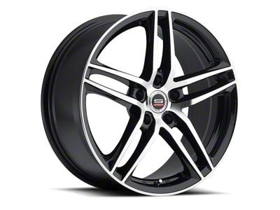 Spec-1 SP-25 Gloss Black and Machined Wheel; 17x7.5; 38mm Offset (99-04 Mustang GT, V6)