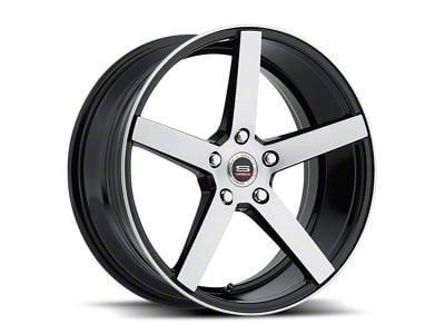 Spec-1 SP-36 Gloss Black and Brushed Wheel; 18x8; 38mm Offset (15-23 Mustang GT w/o Performance Pack, EcoBoost, V6)