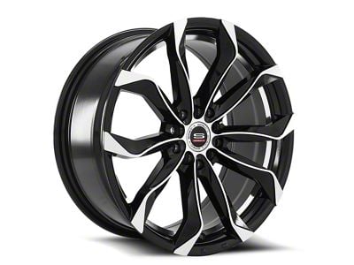 Spec-1 SP-44 Gloss Black and Machined Wheel; 17x7.5; 35mm Offset (94-98 Mustang)