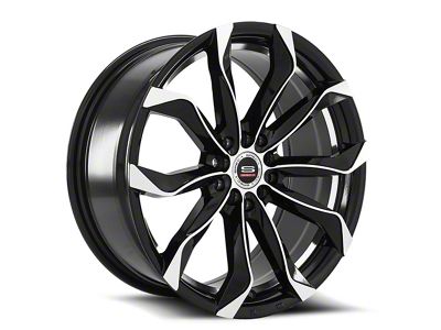 Spec-1 SP-44 Gloss Black and Machined Wheel; 18x8.5; 40mm Offset (15-23 Mustang GT w/o Performance Pack, EcoBoost, V6)