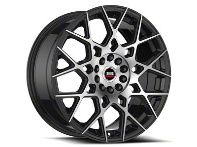 Spec-1 SP-52 Gloss Black and Machined Wheel; 17x7.5; 42mm Offset (99-04 Mustang GT, V6)