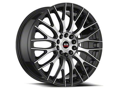 Spec-1 SP-55 Gloss Black and Machined Wheel; 17x7.5; 42mm Offset (15-23 Mustang GT w/o Performance Pack, EcoBoost, V6)