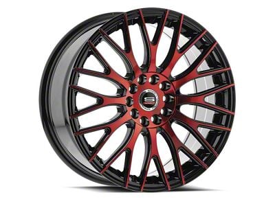 Spec-1 SP-55 Gloss Black and Red Machined Wheel; 17x7.5; 42mm Offset (94-98 Mustang)