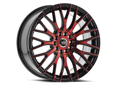 Spec-1 SP-55 Gloss Black and Red Machined Wheel; 18x8; 38mm Offset (15-23 Mustang GT w/o Performance Pack, EcoBoost, V6)