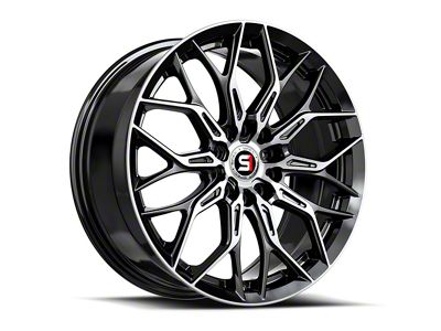 Spec-1 SP-57 Gloss Black and Machined Wheel; 17x7.5; 42mm Offset (24-25 Mustang)