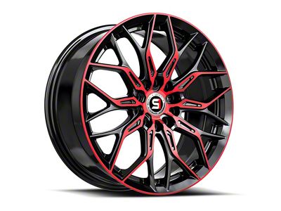 Spec-1 SP-57 Gloss Black and Red Machined Wheel; 17x7.5; 42mm Offset (15-23 Mustang GT w/o Performance Pack, EcoBoost, V6)