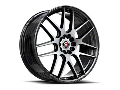 Spec-1 SP-65 Gloss Black and Machined Wheel; 17x8; 42mm Offset (94-98 Mustang)