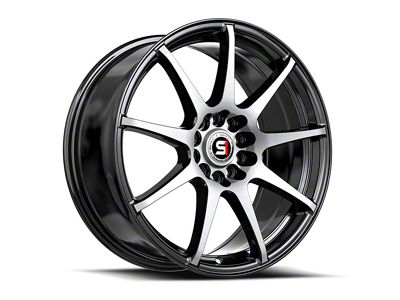 Spec-1 SP-67 Gloss Black and Machined Wheel; Rear Only; 17x7; 42mm Offset (05-09 Mustang GT, V6)