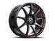 Spec-1 SP-67 Gloss Black and Red Line Wheel; Rear Only; 17x7; 42mm Offset (99-04 Mustang GT, V6)