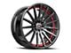 Spec-1 SP-69 Gloss Black and Red Under Cut Wheel; 18x8; 38mm Offset (94-98 Mustang)