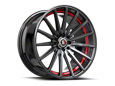 Spec-1 SP-69 Gloss Black and Red Undercut Wheel; 17x7.5; 42mm Offset (10-14 Mustang GT w/o Performance Pack, V6)