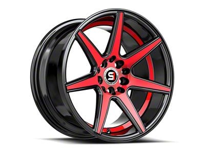 Spec-1 SP-73 Gloss Black Red Machined and Undercut Wheel; 17x7.5; 42mm Offset (24-25 Mustang)