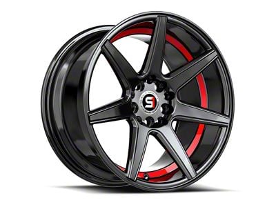 Spec-1 SP-73 Gloss Black and Red Undercut Wheel; 17x7.5; 42mm Offset (10-14 Mustang GT w/o Performance Pack, V6)