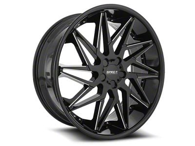 Spec-1 SPL-003 Gloss Black and Milled Wheel; Rear Only; 24x9; 35mm Offset (05-09 Mustang)