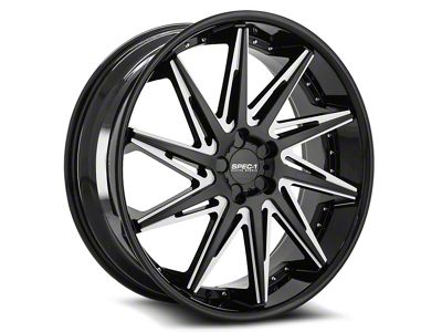 Spec-1 SPL-005 Gloss Black and Milled Wheel; Rear Only; 24x9; 35mm Offset (10-14 Mustang)