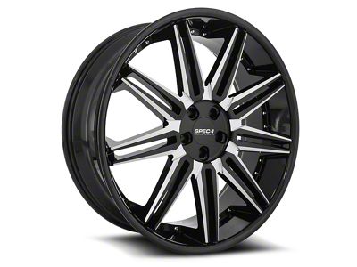 Spec-1 SPL-006 Gloss Black and Milled Wheel; Rear Only; 24x9; 35mm Offset (15-23 Mustang GT, EcoBoost, V6)