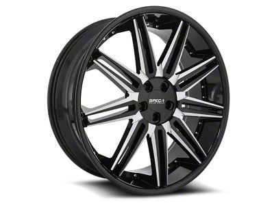 Spec-1 SPL-006 Gloss Black and Milled Wheel; Rear Only; 24x9; 35mm Offset (99-04 Mustang)